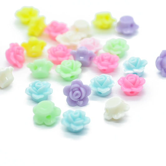 10x flower acrylic / colorful neon pastel mix / Ø 12mm