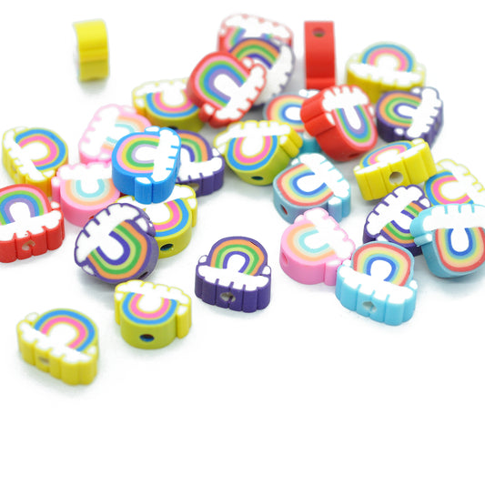 10x Fimo rainbow / colorful mix / 10 mm