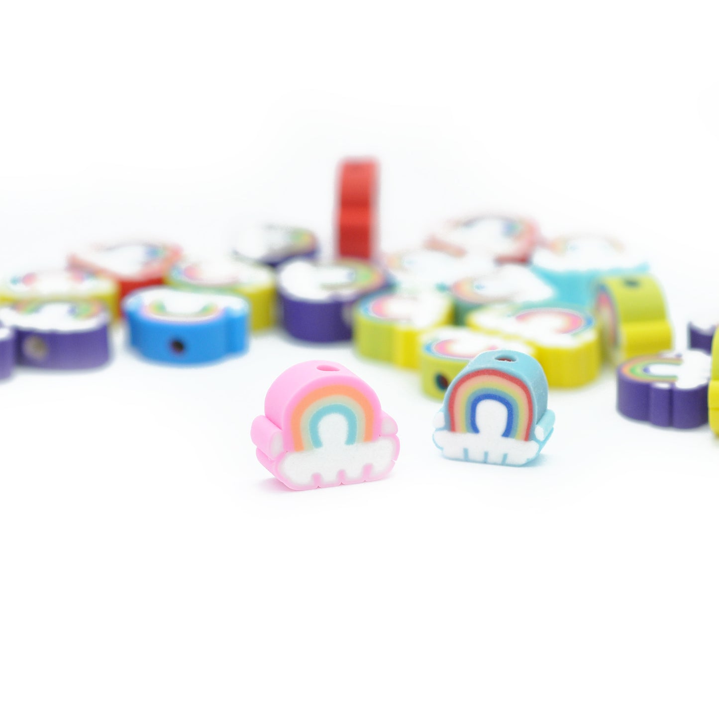 Fimo Regenbogen / bunt Mix / 10 mm / 10 Stk.