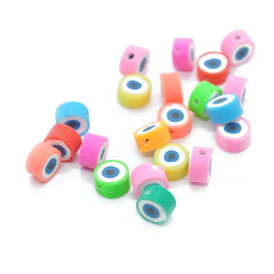 10x Fimo Evil Eye / colorful mix / 8 mm