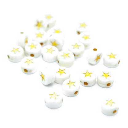Acrylic star gold white / 7mm