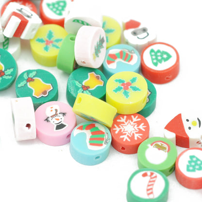 10x Fimo Christmas motifs / colorful mix / Ø 10 mm
