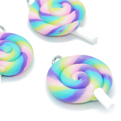 Polymer clay lollipop pendant / 20 mm