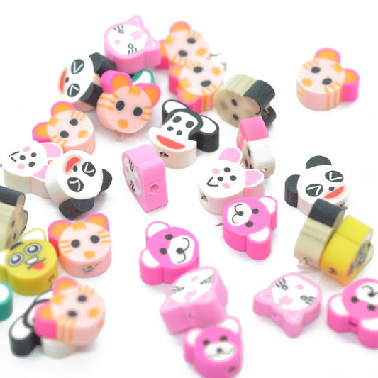 Polymer clay animals mix / 10 pcs. / 12 mm