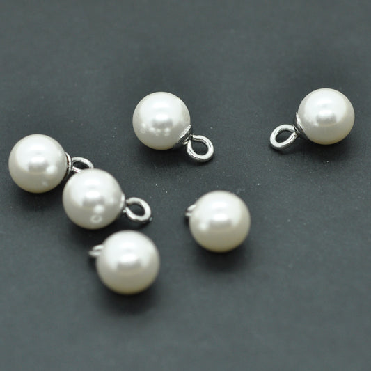 Pendant acrylic pearl / white silver colored / 8mm