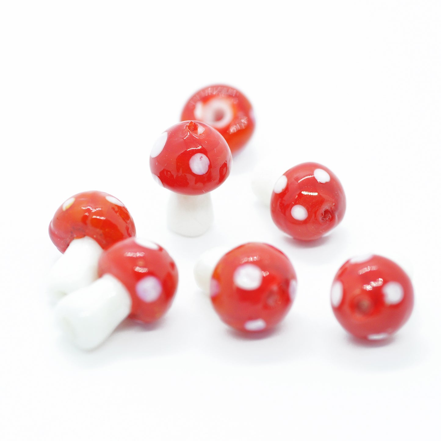 Toadstool / mushroom glass / red white / 17mm
