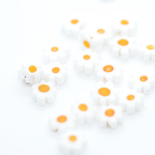 Daisy glass / orange white / 8mm