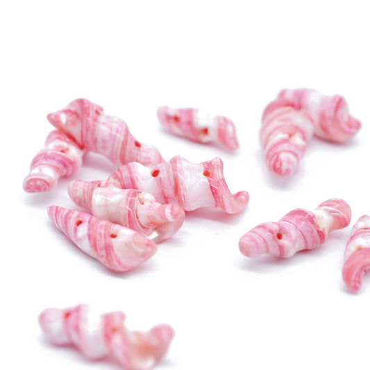 Mother-of-pearl shell swirl pink / double drilling / 24 mm