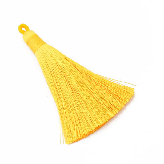 Tassel / tassel with loop / yellow / 80mm