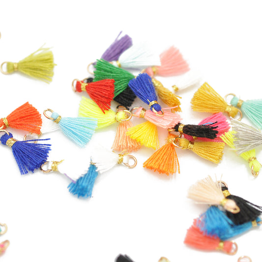 Mini tassel with ring / colorful mix / 10 mm