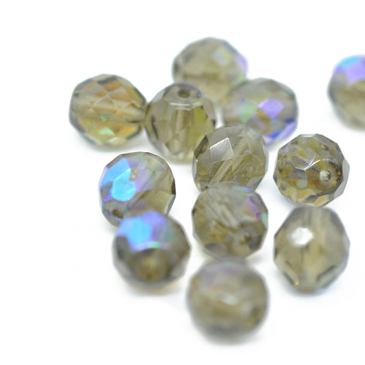 Preciosa cut glass bead gray AB / Ø 10 mm