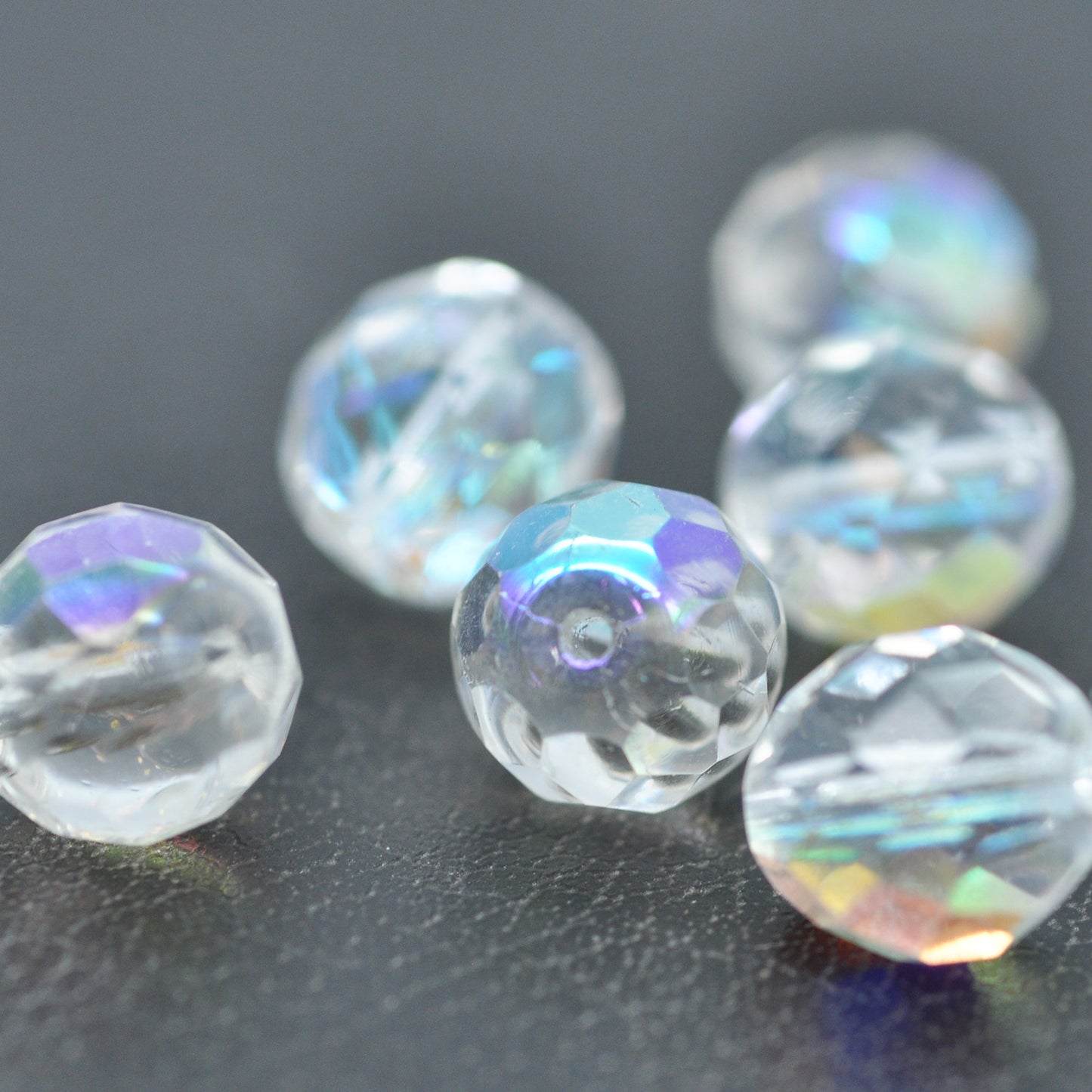 Preciosa cut glass bead crystal AB / Ø 10 mm