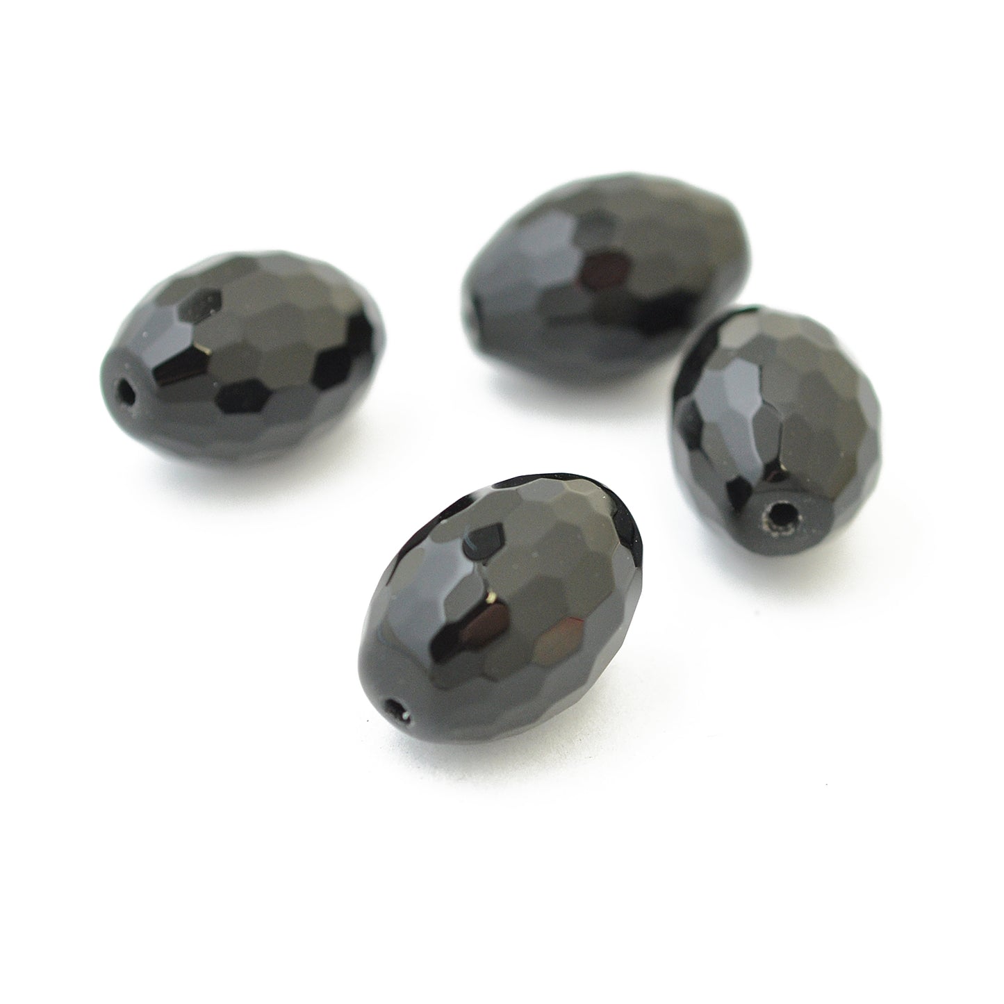 Faceted agate gemstone / black / 16 mm