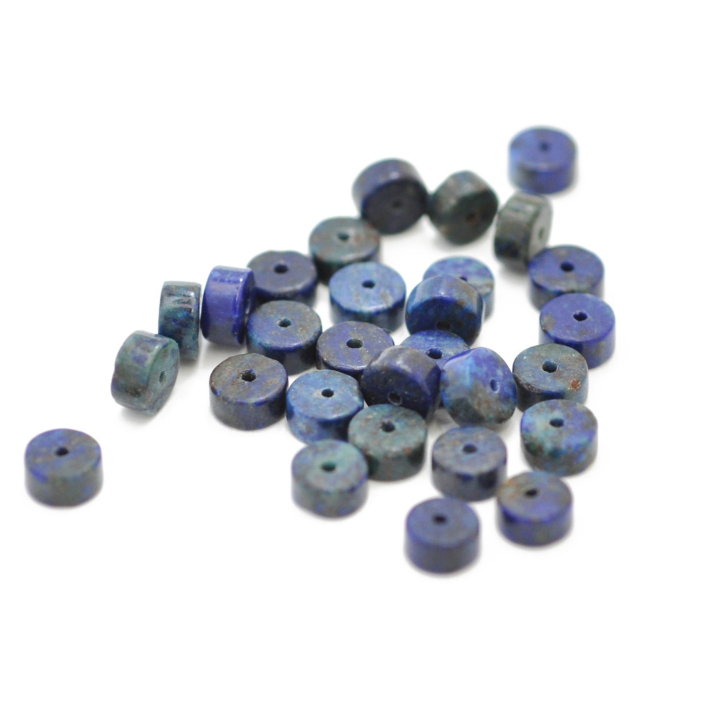 Gemstone disc lapis lazuli dark blue / 6 mm