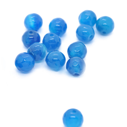 Agate gemstone ball / faceted / blue / Ø 8 mm