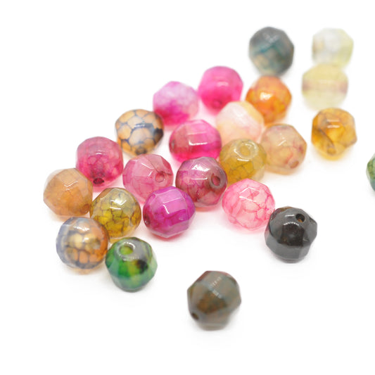 Agate gemstone ball / faceted mix colorful / Ø 8mm / 10 pcs.