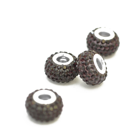 Strass large hole bead / amethyst / Ø 13 mm