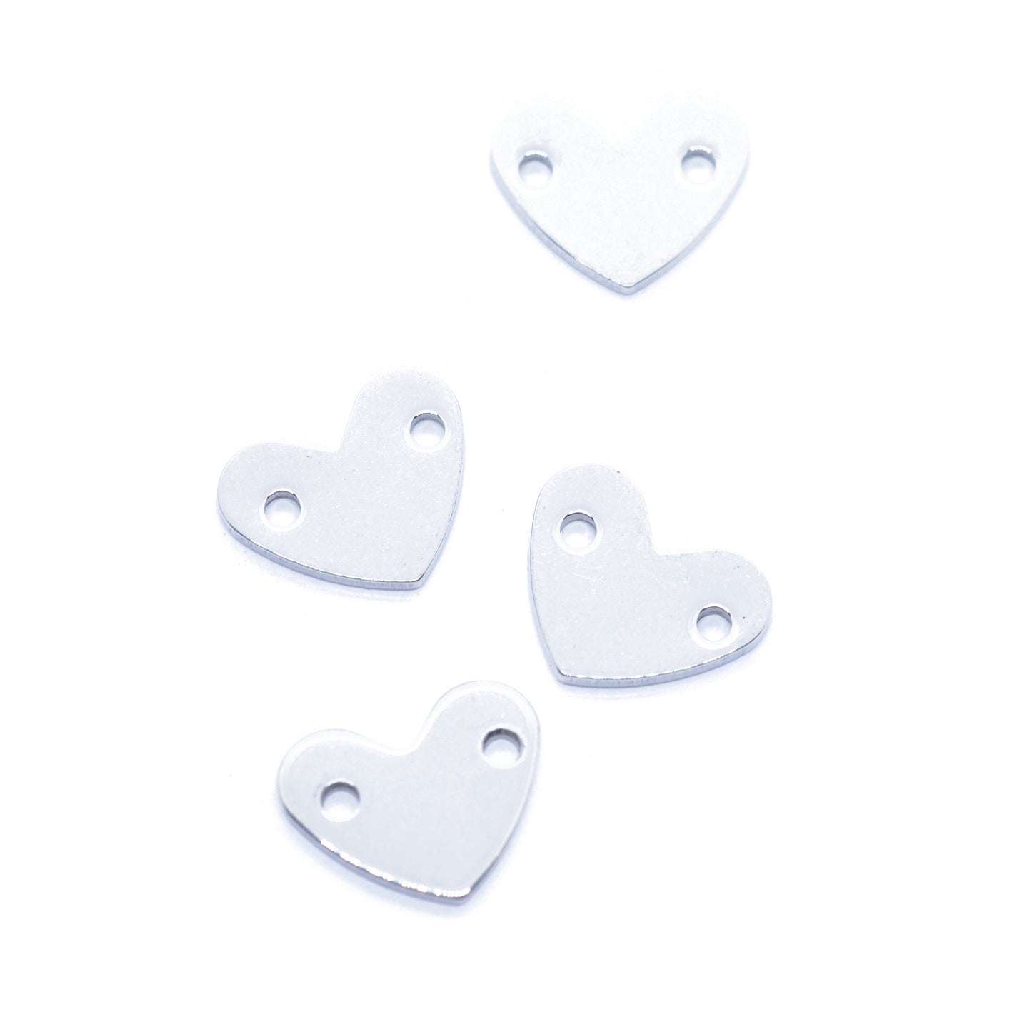 Stainless steel heart double hole / silver colored / Ø 14 mm