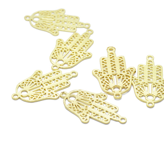 Hamza Hand of Fatima connector / gold colored / 22 mm