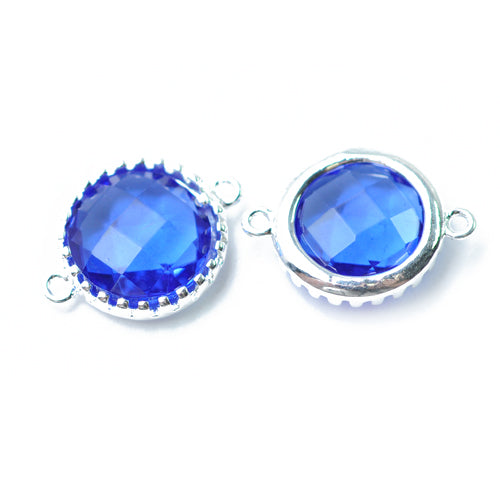 Crystal connector sapphire / silver colored / Ø 12 mm