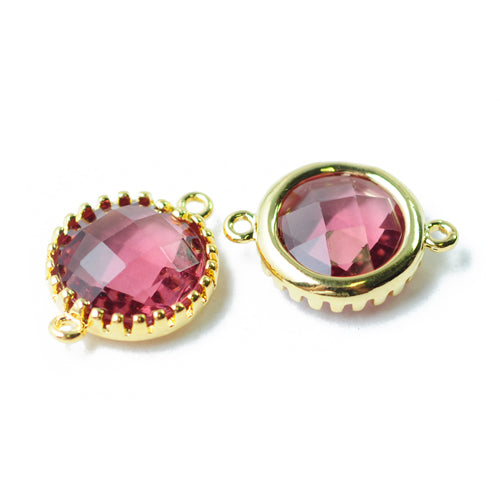 Crystal connector dusky pink / gold colored / Ø 12 mm