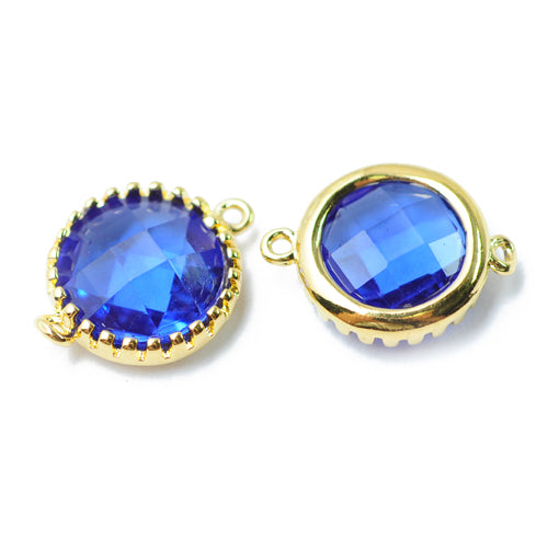 Crystal connector sapphire / gold colored / Ø 12 mm