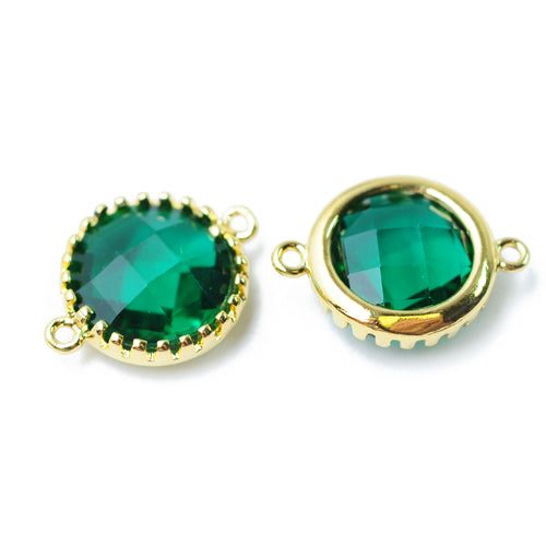 Crystal connector emerald / gold colored / Ø 12 mm