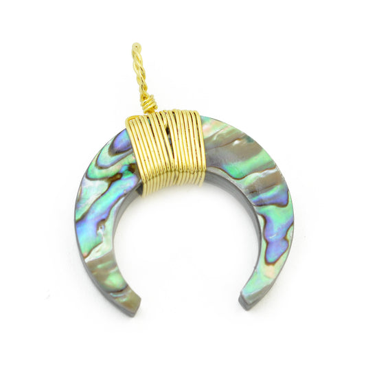Abalone horn shell pendant / gold colored / 40 mm
