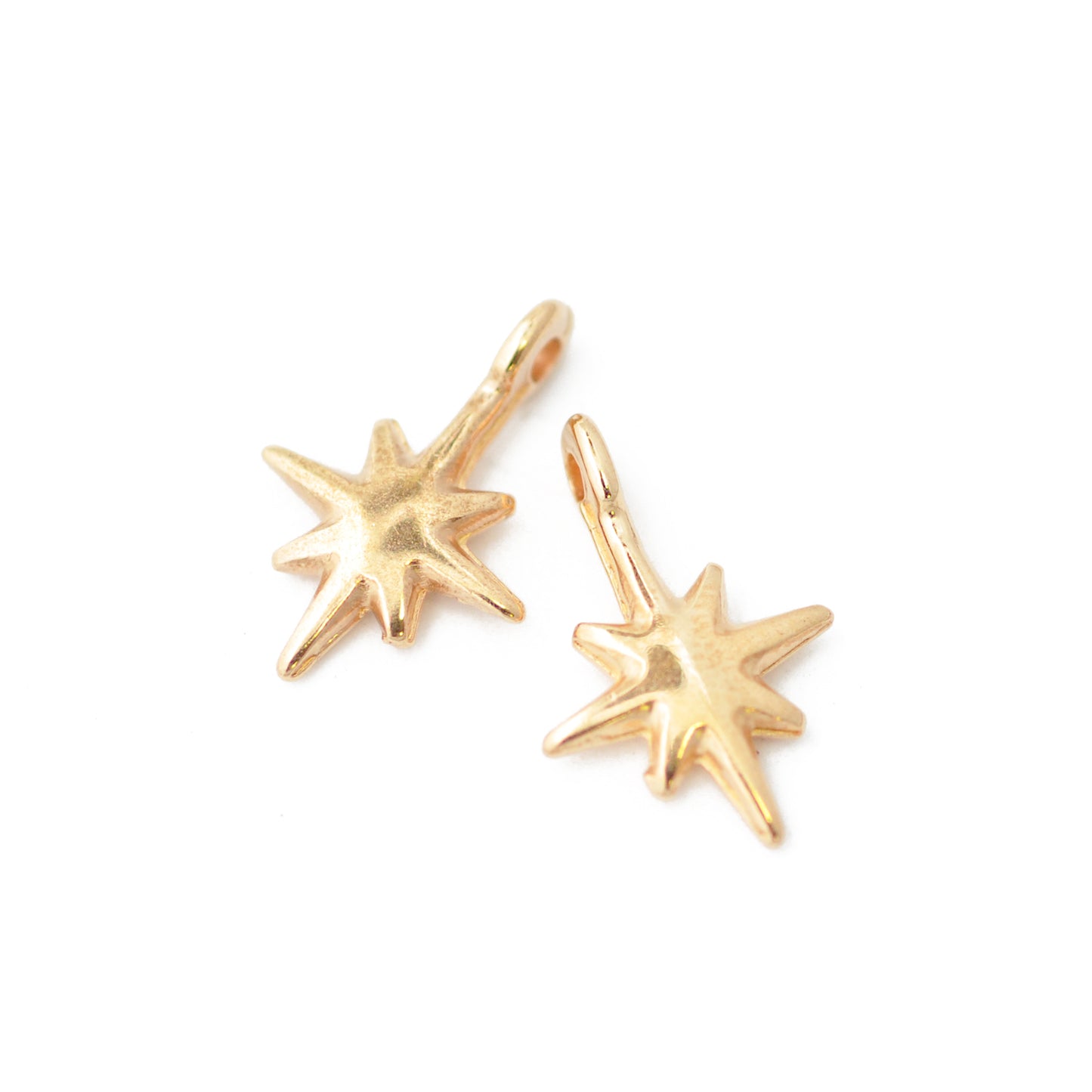 Pole star pendant / 24k rose gold plated / 12 mm