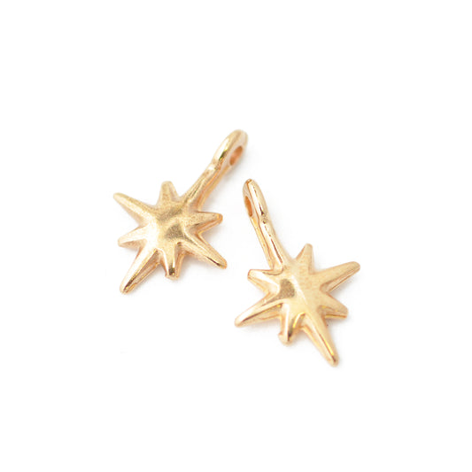 Pole star pendant / 24k rose gold plated / 12 mm