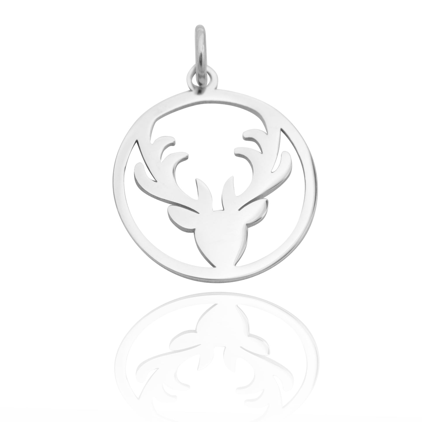 Stainless steel pendant / deer / Ø 15mm