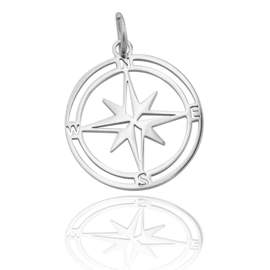 Stainless steel compass pendant // Ø 15mm