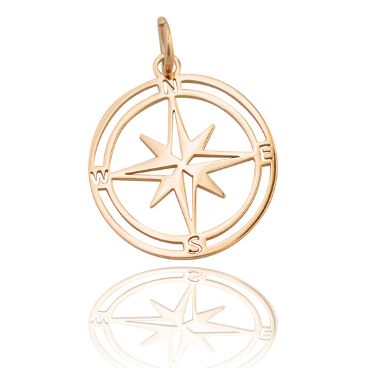 Stainless steel compass pendant // rose gold colored // Ø 15mm