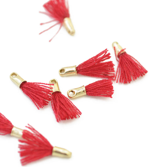 Mini tassel with cap / red gold / 12 mm