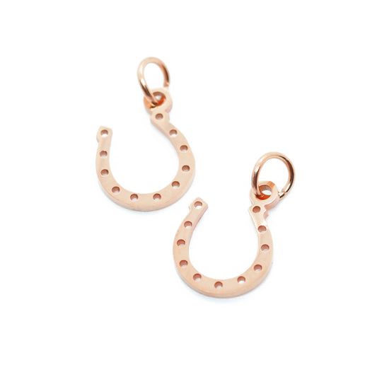 Horseshoe stainless steel pendant / rose gold plated / 12 mm