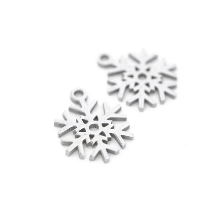 Stainless steel pendant / snowflake / Ø 15mm