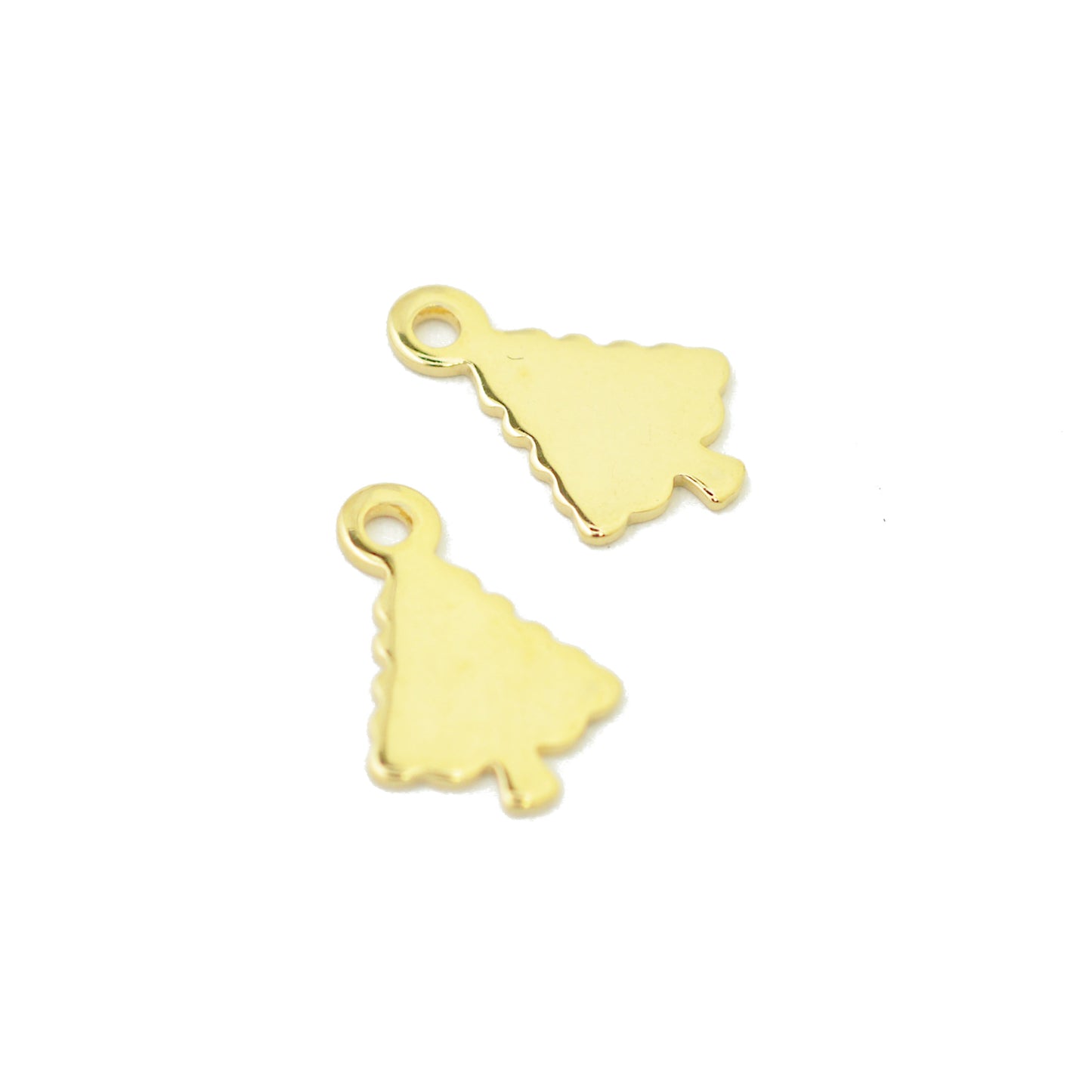 Gold-plated stainless steel pendant / fir tree / 14 mm