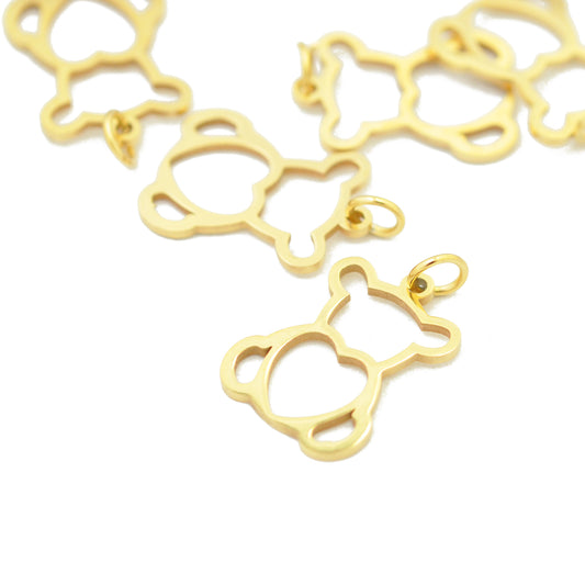 Gold-plated stainless steel pendant / teddy / 17 mm