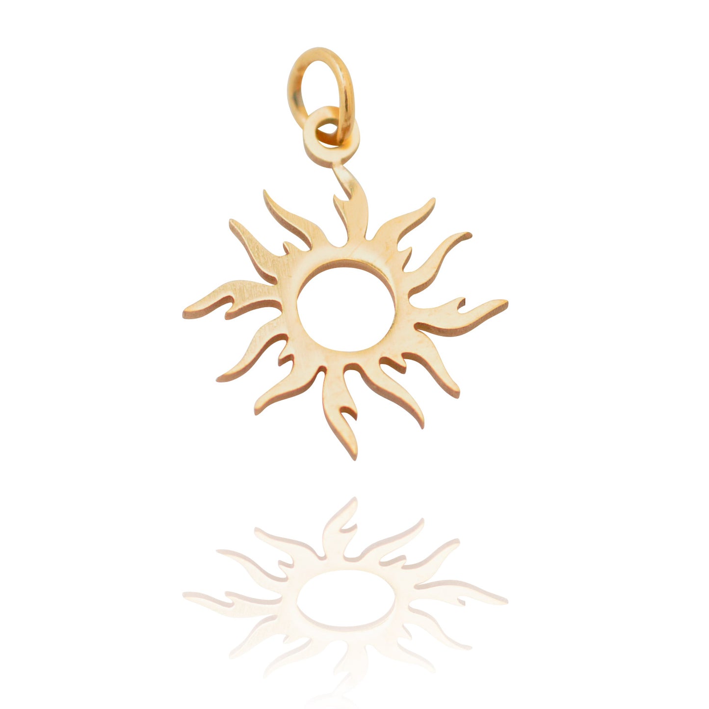 Gold-plated stainless steel pendant / sun / 18 mm