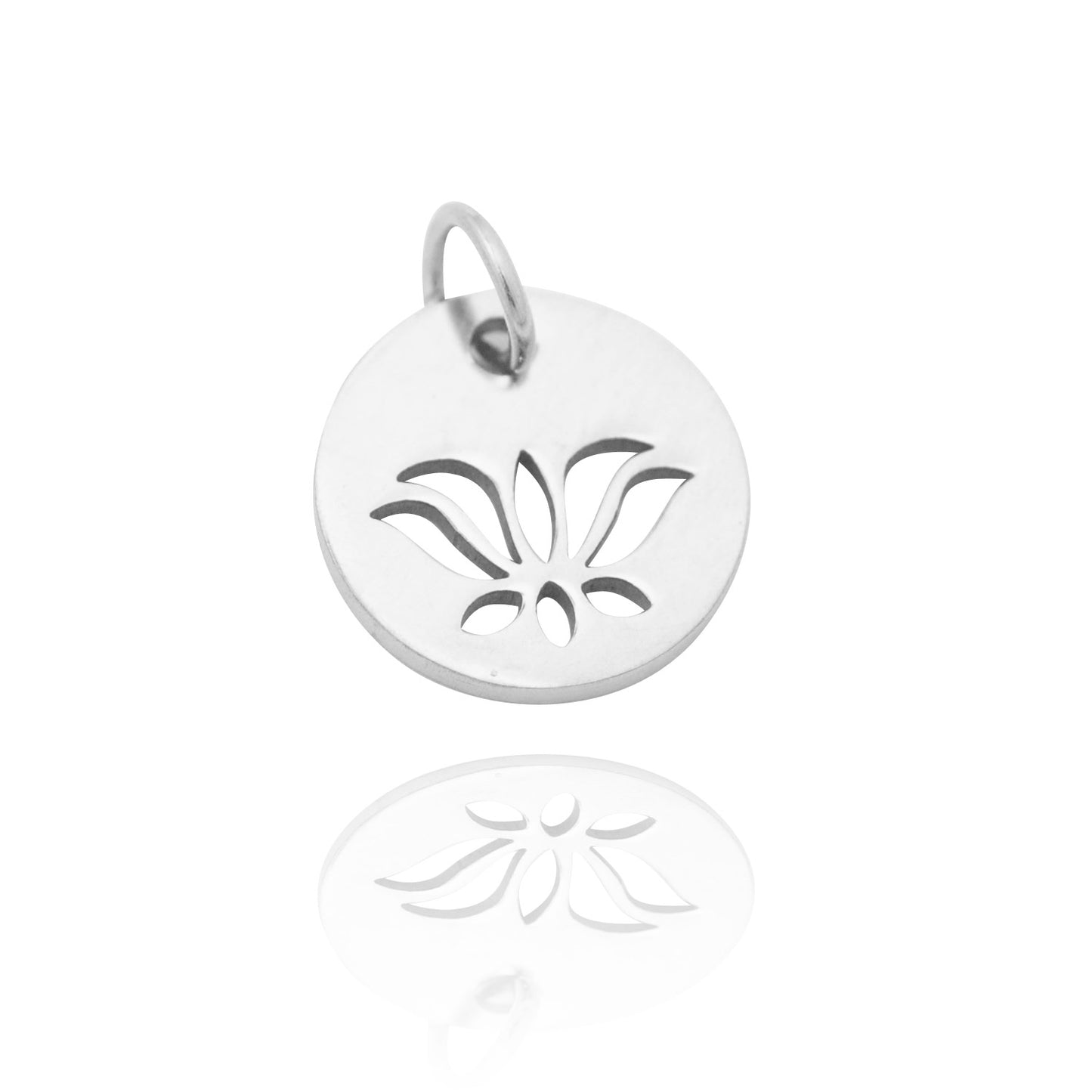 Stainless steel pendant / lotus flower / 12 mm