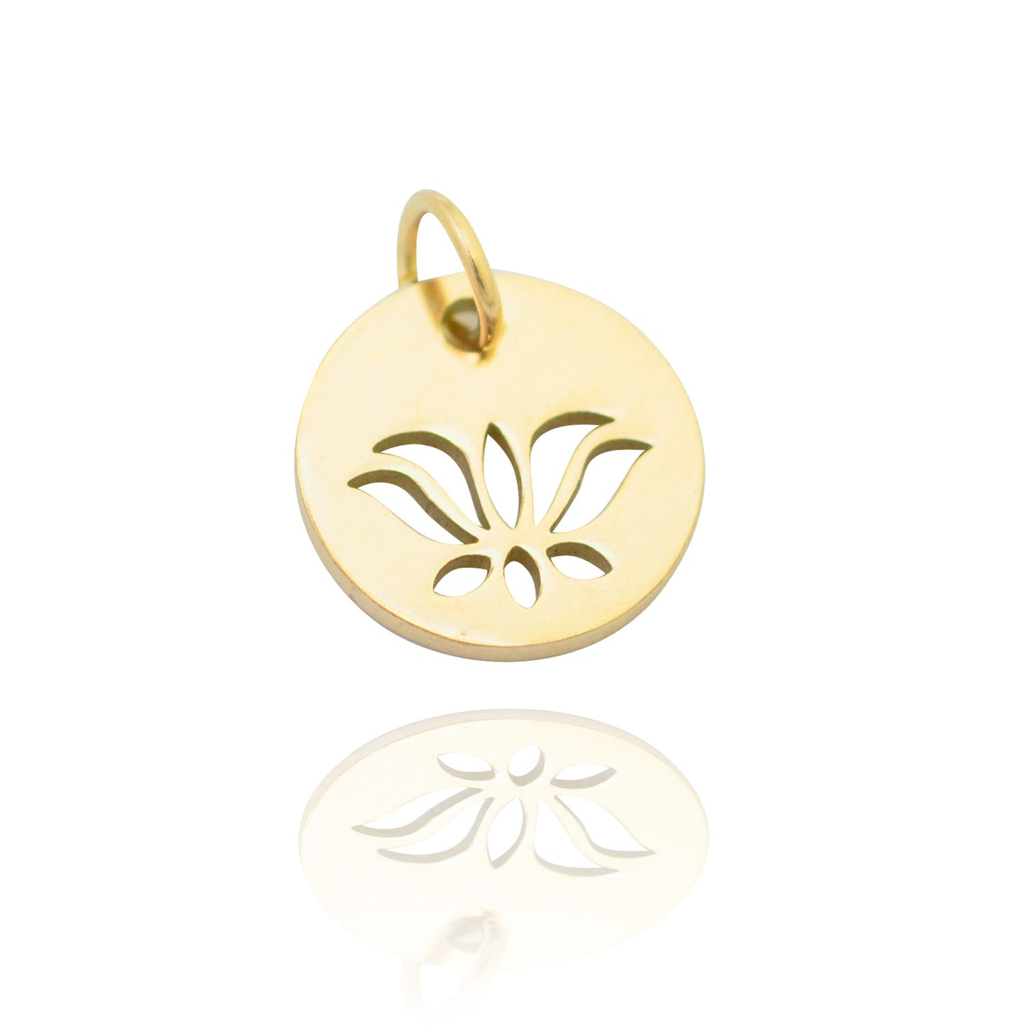 Gold-plated stainless steel pendant / lotus blossom / 12 mm