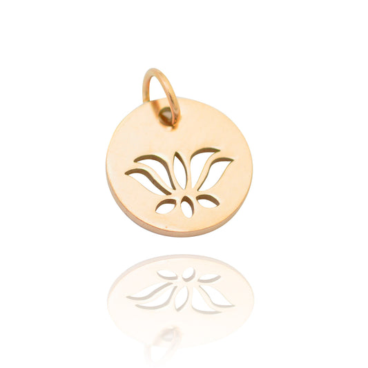 Stainless steel pendant rose gold plated / lotus blossom / 12 mm
