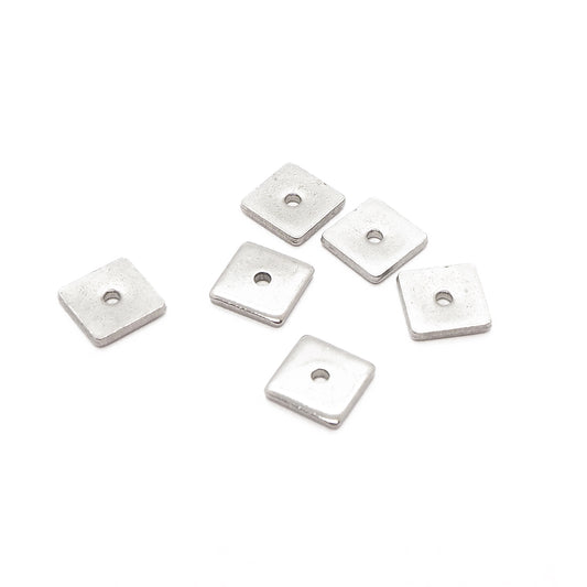 Stainless Steel Disc Square Spacer / silver colored / 6x6 mm