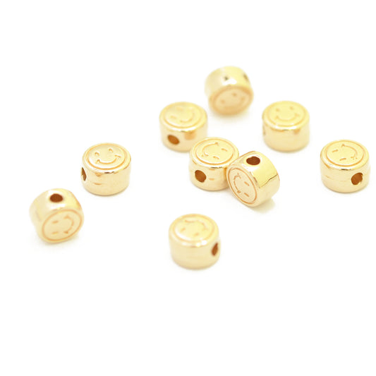 Smiley bead / 24K gold plated / Ø 7 mm