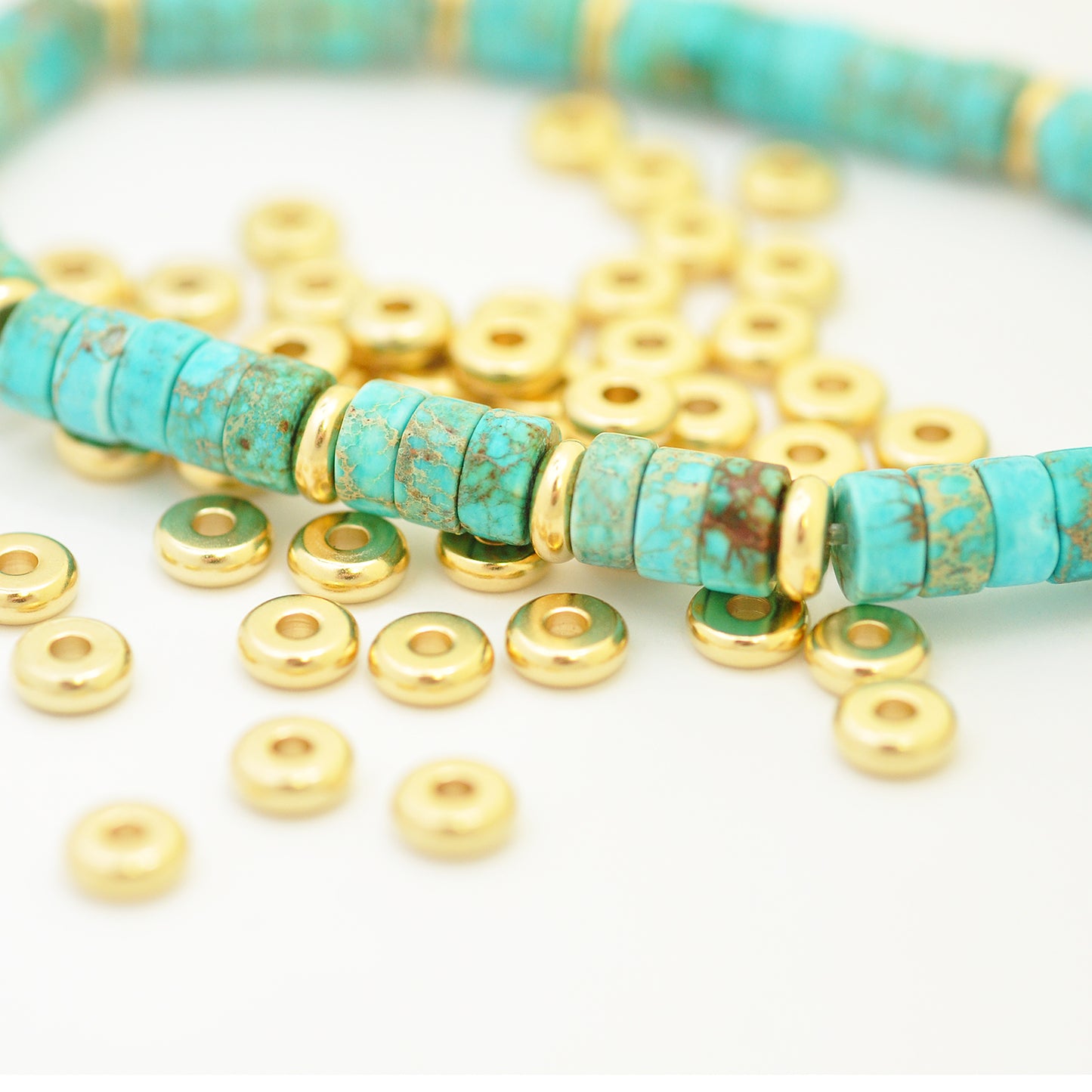 Stainless steel disc donut spacer / gold plated / Ø 6 mm