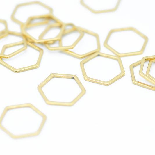 Stainless Steel Hexagon Gold Plated Element / 13mm