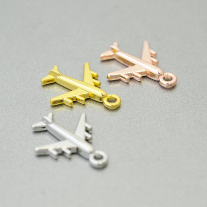 Airplane Travel Pendant / gold colored / 20mm