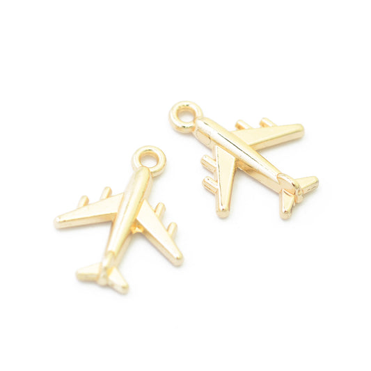 Airplane Travel Pendant / gold colored / 20mm