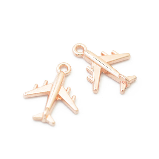 Airplane Travel Pendant / rose gold colored / 20mm