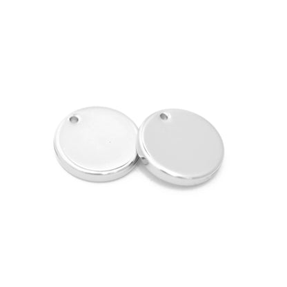 Deluxe Pendant Coin / brass silver plated shiny / engravable / Ø 11 mm